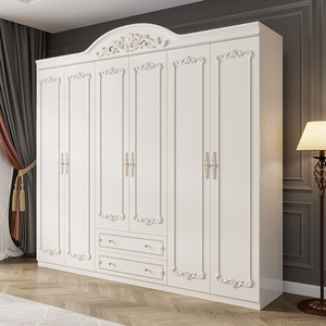欧式衣柜家用卧室雕花木质现代简约五六门经济型小户型收纳大衣橱