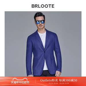 Brloote/巴鲁特时尚亚麻西服修身纯色高品质薄款西装薄外套男