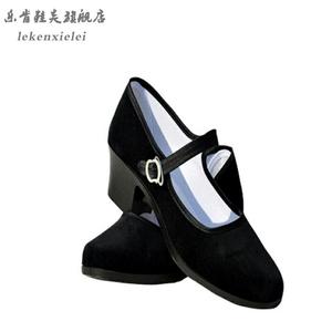 女鞋老北京布鞋一带中跟平绒黑礼物仪工作单鞋妈妈日常休闲舞蹈鞋