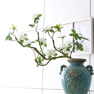 仿真杜鹃花假花绢花树枝造型家居装饰中式禅意陶瓷花瓶摆放花艺
