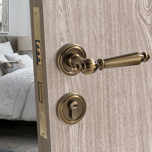磁吸门锁房门卧室锁锁具室内静音法式美式实木家用黄古铜把手门锁