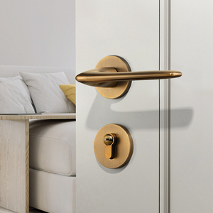卧室房门锁木门锁磁吸静音家用室内分体卧室内法式古铜把手门锁