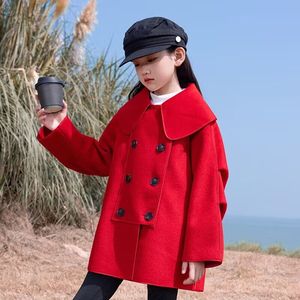 Next Kitty儿童双面羊绒大衣2023秋冬新款韩版小女孩洋气呢子外套