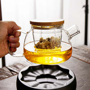 玻璃水果茶壶茶具北欧风格花茶壶套装家用杯子轻奢下午茶蜡烛加热