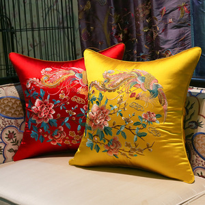 新中式红木实木沙发中国风古典刺绣花抱枕靠垫床头大号含芯靠腰枕