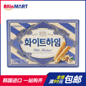 韩国进口零食品Crown可瑞安可拉奥奶油夹心蛋卷奶油榛子瓦饼干47g