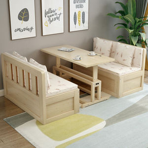 杉朴实木沙发床可折叠客厅多功能推拉两用小户型1.2双人床带书桌
