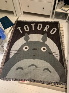 宫崎骏龙猫电影卡通日本毛毯编织挂毯沙发毯棉线休闲毯装饰背景布