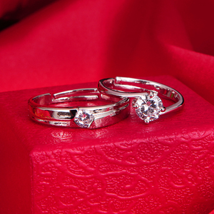假戒指结婚对戒一对活口婚礼婚庆现场用仪式超大情侣钻石仿真婚戒