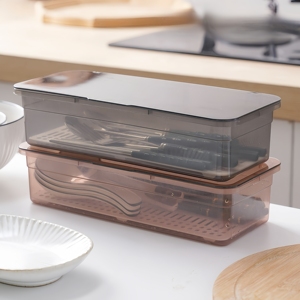 茶具收纳盒带盖防尘透明茶几桌面茶叶茶杯整理存放厨房筷子置物架