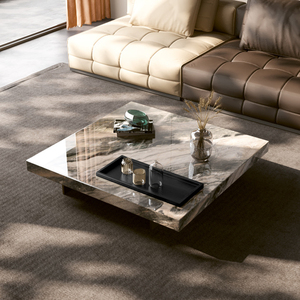 轻奢意式极简方形岩板茶几简约现代大小户型客厅家用设计师高级感
