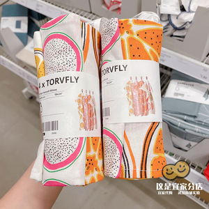 新品宜家代购TORVFLY托浮利厨房用巾图案橙色45x60卡通手绘擦碗布