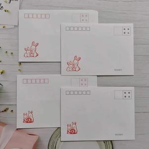 可爱兔子图案信封 简约中式西式3号B6白色信封信纸套装+1.2元邮票