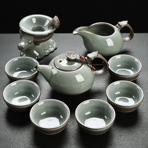 智典陶瓷哥窑功夫茶具套装家用简约泡茶杯茶壶盖碗杯子茶艺客厅