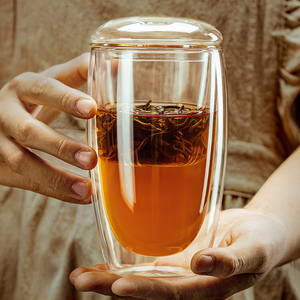 双层隔热玻璃杯茶杯子高硼硅耐热茶具防烫带盖过滤泡茶专用咖啡水