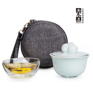 尚本道快客杯一壶一杯日式简约创意便携小套陶瓷旅行功夫茶具套装