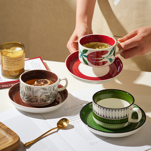 舍里中古风陶瓷咖啡杯碟套装创意高颜值拉花杯子高级感精致马克杯