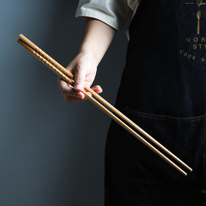 舍里日式榉木加长筷子公筷油炸防烫火锅筷子家用超长捞面筷超长筷