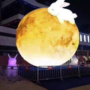 现货大型充气发光月球气模模型夜光月亮月兔玉兔闭气pvc充气月球