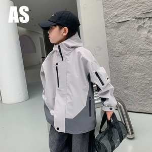 韩国AS品牌正品男童冬装工装防风衣外套2023新款儿童夹棉加厚夹克