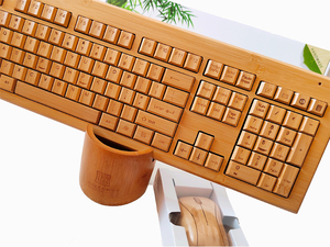 个性竹木无线键盘鼠标套装机械手感竹子木头办公家用键鼠礼品定制
