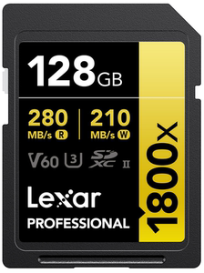 Lexar/雷克沙SD卡 128G 1800X V60 UHS-II 高速SDXC卡 U3 280MB/s