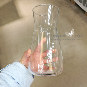 宜家卡拉夫餐用冷水壶果汁扎壶透明玻璃装饰花瓶插花凉水杯小清新