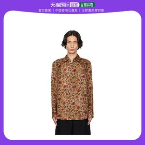 香港直邮潮奢 Uma Wang 男士黄褐色 & 红色 Tab 衬衫