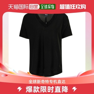 香港直邮Emporio Armani安普里奥 阿玛尼女士T恤黑色纤维拼锦纶