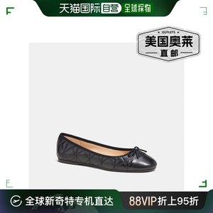 Coach/蔻驰 Allyson 女士绗缝芭蕾舞鞋单鞋 黑色CK424 【美国奥莱