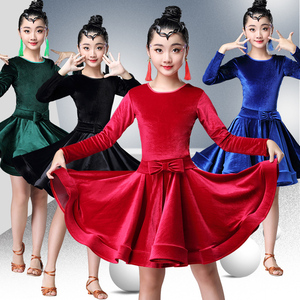 【清仓】儿童拉丁舞练功服装秋冬季女童拉丁舞蹈裙比赛考级规定服