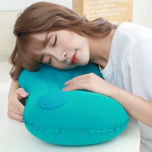 按压式充气枕头便携式折叠护腰枕按摩靠枕学生趴枕办公室午睡神器