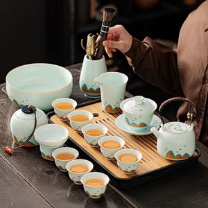 粉青陶瓷功夫茶具套装家用客厅办公高档茶壶盖碗茶杯泡茶神器整套