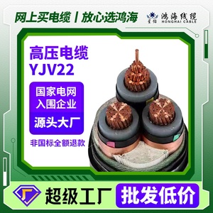 国标铜芯YJV22高压电缆8.7/15KV 1 3芯35～400平方家用三相电缆线