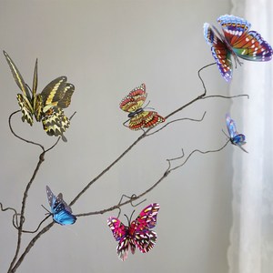 仿真花假花枯枝蝴蝶室内布景装饰插花艺术小摆件创意花枝客厅家居