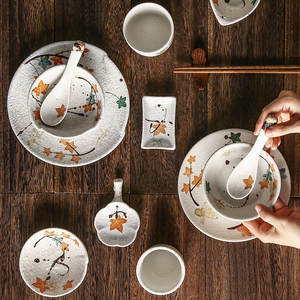 日式餐具陶瓷碗盘子菜盘碟子创意家用饭碗骨碟酱味碟勺子茶杯商用