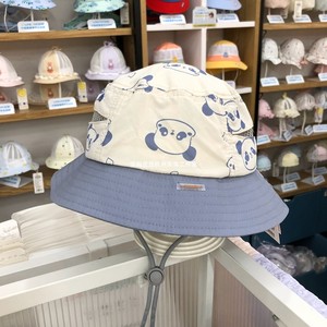 夏季婴儿外出透气网眼遮阳帽男女儿童熊猫帽子薄款宝宝渔夫帽可爱