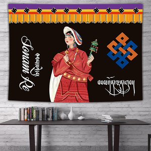 西藏民族文化背景布藏式布达拉宫房间吉祥八宝画挂毯墙布网红挂布