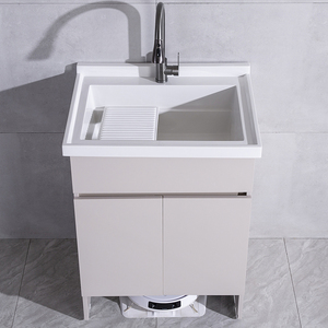 扫地机器人阳台洗衣柜蜂窝铝水池一体柜带搓板铝合金洗脸盆浴室柜