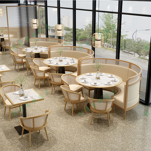 主题餐厅桌椅组合编藤卡座工业风烧烤店港式茶餐厅咖啡厅餐饮家具