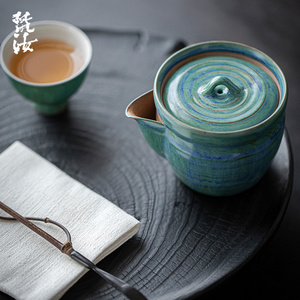 梵汝官绿釉手抓壶不烫手宝瓶功夫茶壶日式陶瓷泡茶碗带过滤泡茶壶