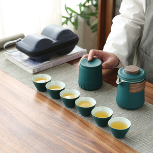 陶瓷快客旅行茶具套装便携包功夫茶具一壶三六杯户外茶壶logo定制