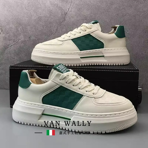 VAN WALLY男鞋厚底小白鞋夏季新款透气运动休闲鞋男士增高板鞋