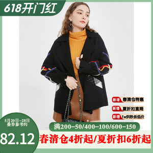 2023年冬奥特莱斯专柜女装 【禾Z】含羊毛拼色双面尼毛呢外套大衣