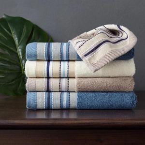 竹纤维毛巾浴巾色织柔软舒适加大加厚浴巾毛巾 米色卡其深蓝色