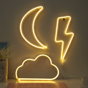 LED小夜灯usb创意浪漫北欧风彩虹霓虹灯星星月亮云朵造型装饰壁灯