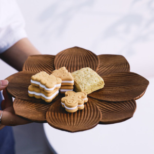 创意胡桃木实木托盘果盘中式点心盘茶点盘干泡茶盘寿司干果零食盘