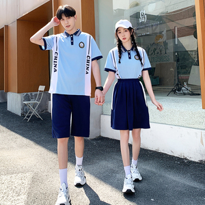 班服套装高中学生学院风夏季韩版短袖初中小学生毕业照运动会校服