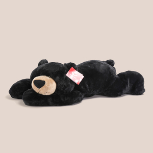 正版吾卢拉黑色趴趴熊抱枕男生款床上陪着睡觉安抚软毛绒玩具狗熊