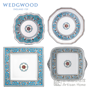 现货英国产Wedgwood丝绸之路骨瓷西餐盘双耳方盘佛罗伦萨八角盘